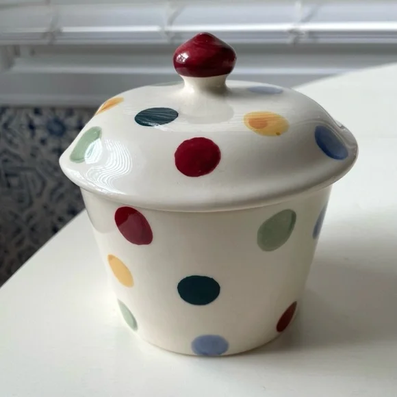 Emma Bridgewater multicolor polka dot pottery sugar bowl England - Picture 2 of 9